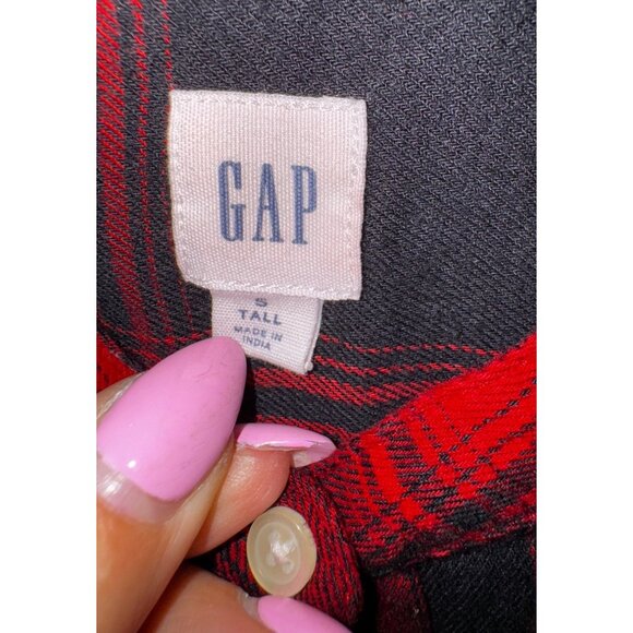 Gap Red Black‎ Buffalo Plaid Shirt Dress Small Tall Lumberjack Preppy Punk Y2K - Picture 5 of 9